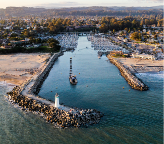 aerial image of the Santa Cruz port district